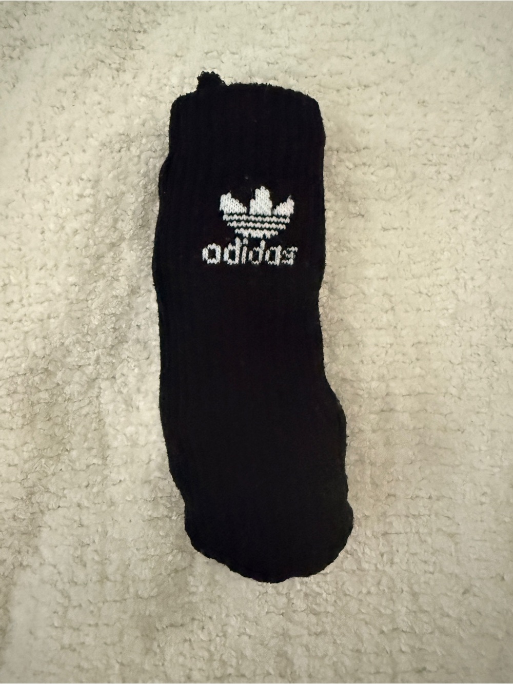adidas Black Crew Sock with White Trefoil Logo